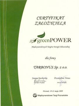Certyfikat założyciela GREENPOWER